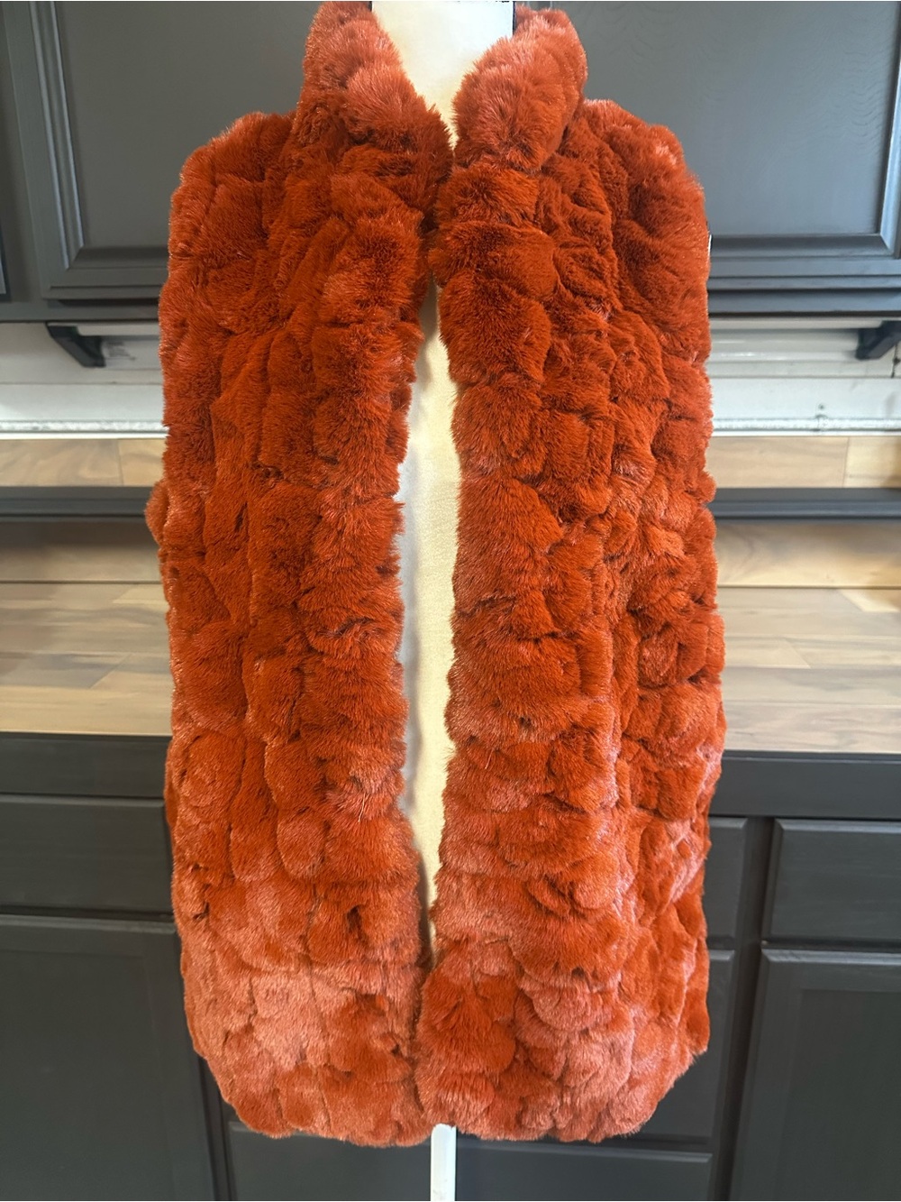 Rachel Zoe Burnt Orange Faux Fur Vest